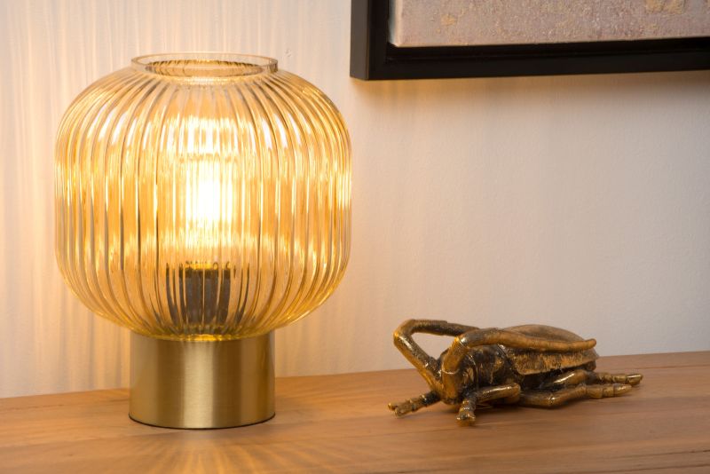 Lucide MALOTO - Stolná lampa - Ø 20 cm - 1xE27 - Jantárová